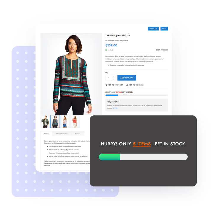 Scarcity with Remaining Stock | Etrend Magento 2 Theme