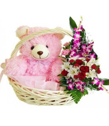Pink Rose with Teddy